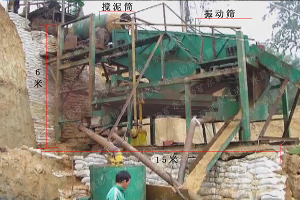 公司發(fā)往蒙古國選金設(shè)備工作現(xiàn)場(圖1) 振動篩淘金設(shè)備